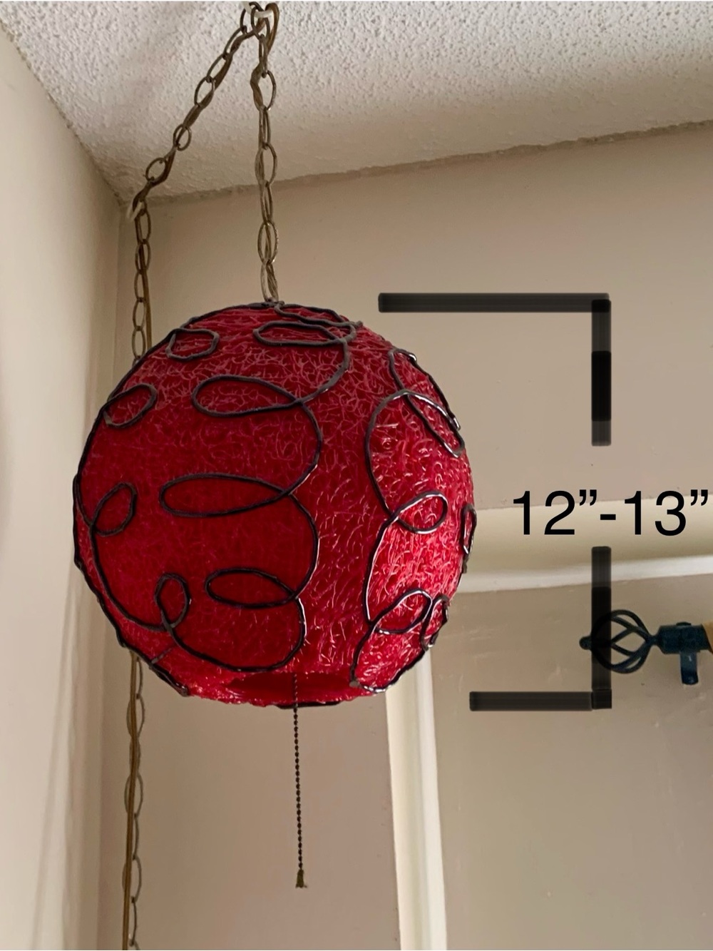 Vintage Red Hanging Lucite Spaghetti Pendant Lamp - Mid Century Modern & Retro - Picture 4 of 4